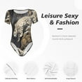 thumbnail image 4 of Vsdgher Graceful Snow Leopard Prinr Short Sleeve Body suit for Womens, Sexy Onesie One Piece Round Neck Bodysuit Shapewear Tummy Control-Medium, 4 of 7