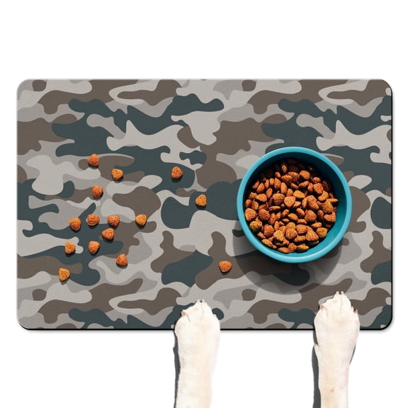 Military Camouflage Dog Food Mat with Waterproof, Absorbent, and Washable Features – Tactical Pet Feeding Mat for Jungle, Desert, and Outdoor Pet Areas