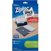 Angle View: Ziploc Flat Space Organization and Storage, Reusable, Waterproof Bag, Pack of 2 (XL), X-Large (2 Count), Black