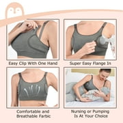 Momcozy Maternity Nursing Bra, Hands Free Pumping Bra, Maternity Breastfeeding Bras Suitable for Breastfeeding-Pumps, Gray Medium