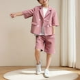 thumbnail image 4 of ZACPNCV Boys Linen Tuxedo Suit Slim Fit 2 Piece Set Formal Suits for Boys Summer Blazer and Shorts Set Beach Wedding Suit Pink 12-13 Years, 4 of 7