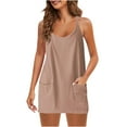 thumbnail image 1 of QUYUON Robes de Sport pour Femmes avec Shorts Intégrés Liquidation Ensembles d'Été 2 Pcs Poches Col Rond Sans Manches Robe d'Exercice pour Golf Tennis Mini Robe Courte Ensembles Kaki TG, 1 of 9
