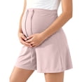 thumbnail image 2 of Women Maternity Shorts Soft Loose High Waist Drawstring Pants Summer Casual Lightweight Pregnancy Trousers Pink M, 2 of 7