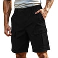 thumbnail image 4 of Men's Summer Cargo Pants Solid Color Elastic Waistband Multiple Pockets Workwear Cropped Pants, 4 of 7