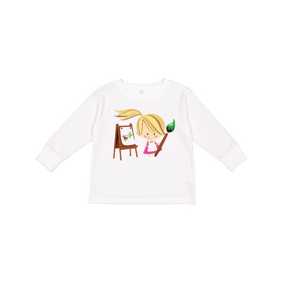 Inktastic Artist Girl with Easel Girls Long Sleeve Toddler T-Shirt