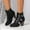 Black, variant on Aueoeo Women's Fashion Shoes Casual Round Toe Winter Block High Heel Ankle Boots with Multi Belt Buckle Decorated