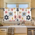 thumbnail image 2 of Yayeee Kitchen Curtains Tier Set of 2 Light Filtering 57"x24" Over Sink Window Panels, Beige Retro Flower, 2 of 7