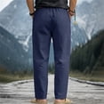 thumbnail image 6 of CONZONE Mens Linen Pants Wide Leg Elastic Waist Drawstring Joggers For Men Baggy Casual Summer Trousers With Pockets, 6 of 7