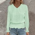 thumbnail image 7 of Long Sleeve Shirts for Women Ruffle Hem Eyelet T Shirts Casual Loose Fit Tunics Dressy Work Blouses Fall Tops, 7 of 7