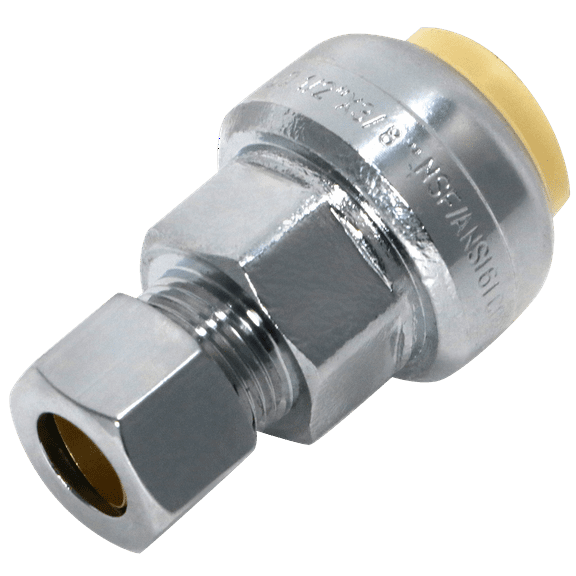 2 Pcs XFITTING Push Fit 1/2 inch x 3/8 OD Compression Adapter, Push to Connect Adapter, 31-6-1=2XX