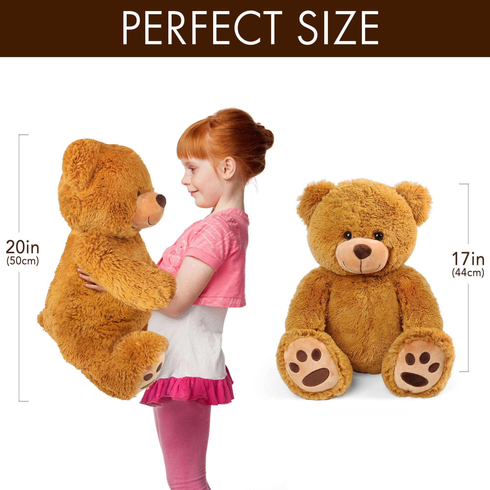 LotFancy Teddy Bear Stuffed Animals, 20 inch Soft Cuddly Stuffed Plush  Bear, Cute Stuffed Animals Toy with Footprints, Gifts for Kids Baby  Toddlers on