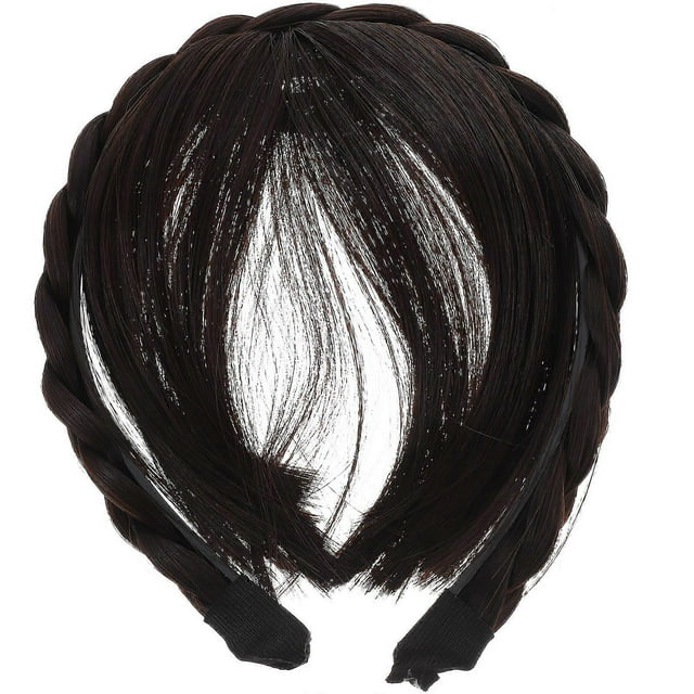 Fashion Synthetic Wigs Headband Front Hair Bangs Fringe Hair Extensions for Women Girls(Dark Brown)
