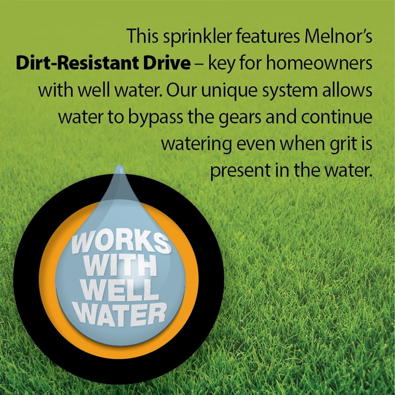 Melnor XT45200 Turbo Oscillating Sprinkler with Flow Control, 4,500 sq. ft., Adjustable Width and Range, Dirt-Resistant Drive - Black, Orange