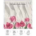 thumbnail image 6 of Pink Tulip Flower Bed Skirt Queen Size 16 Inch Drop, Spring Leaf Floral Plant Beige Linen Adjustable Elastic Dust Ruffles Bedskirt for Queen Bed Wrap Around Pleated Mattress Frame Cover, 6 of 9