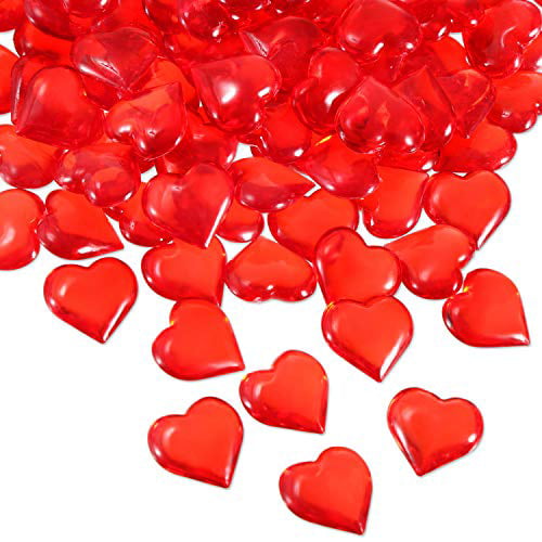 Red Tatuo 160 Pieces Acrylic Heart Decoration Valentines Day Heart Ornaments for Vase Fillers and Table Scatter 0.9 Inch