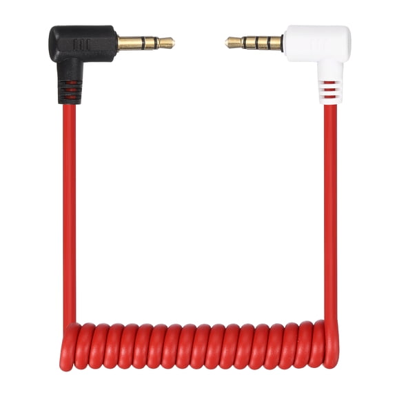 Uxcell 3.5mm TRS to TRS Patch Cable Cord Wire, Angled-Angled TRS Microphone Patch Cable Coiled Retractable Audio Mic Cord for DSLR Cameras/Phone/PC, Black(3-Pole to 10-Pole)