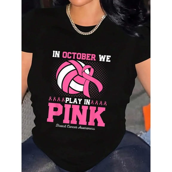 Volleyball Play In Pink Breast Cancer Awareness T-Shirt