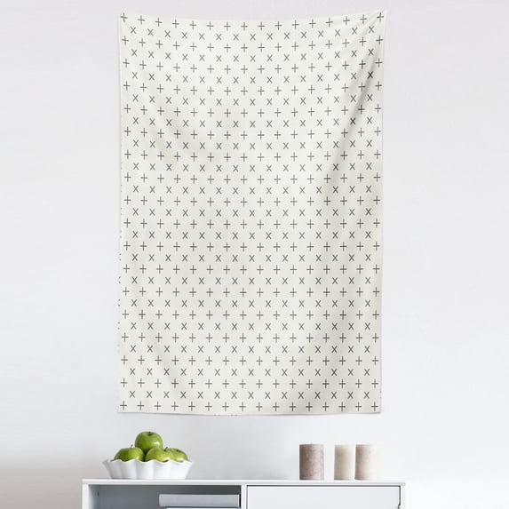 Geometric Tapestry, Vintage Classic with Floral Like on the Pale Grey Backdrop Nature Image, Fabric Wall Hanging Decor for Bedroom Living Room Dorm, 5 Sizes, Grey Beige, by Ambesonne
