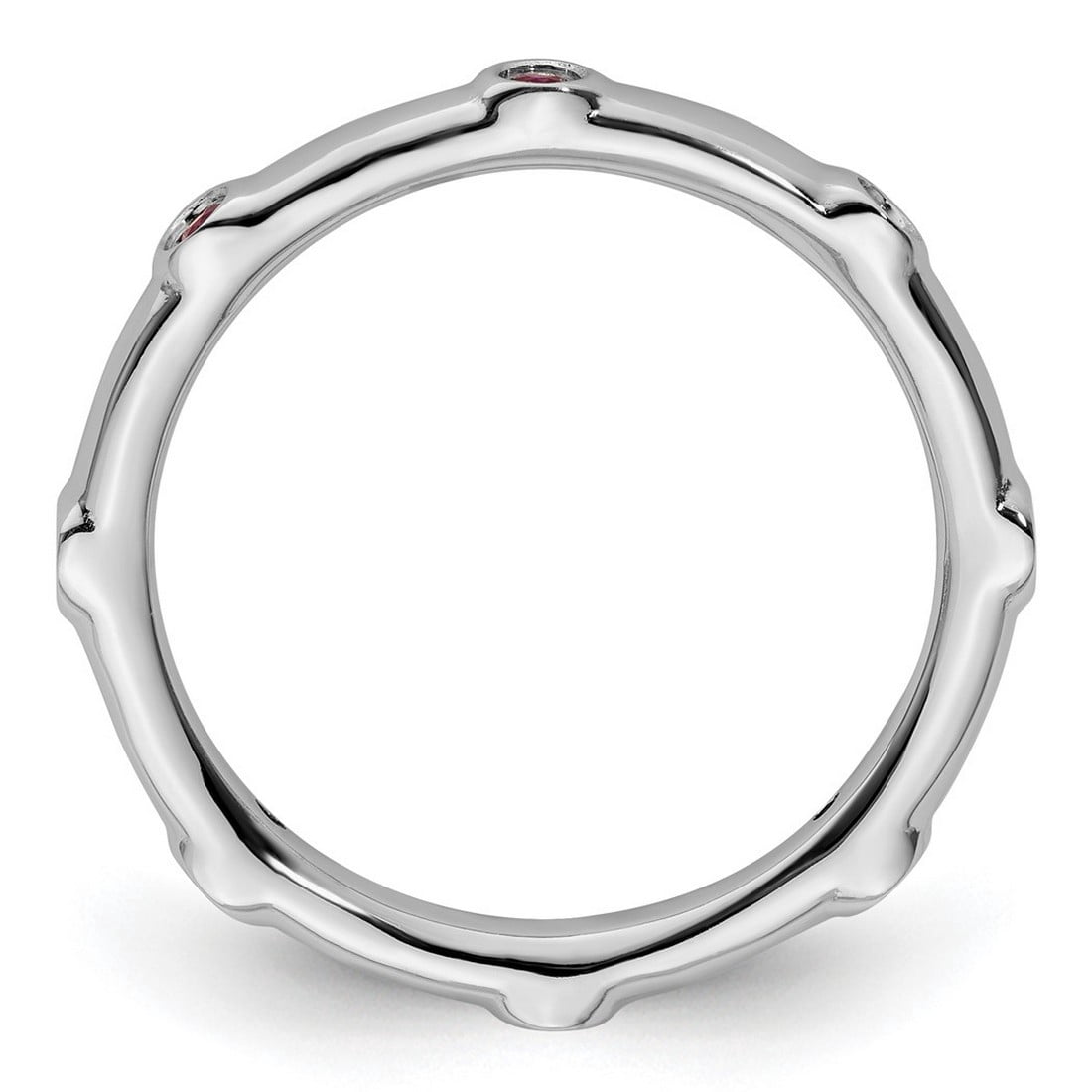 925 Sterling Silver Bezel Polished Stackable Created Ruby Ring Size 5 Stackable Ring for Women