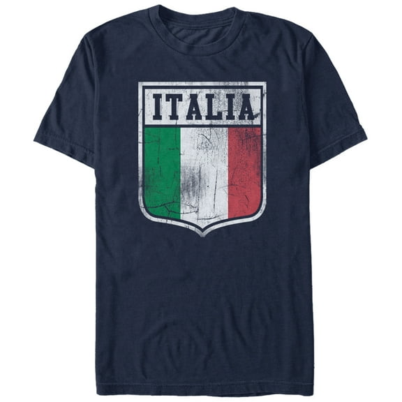 Men's Lost Gods Italy Flag Crest  Graphic Tee Navy Blue Small
