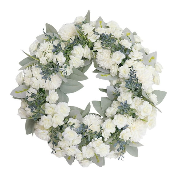 16inch Decor Wreath Home Decor Farmhouse Wreath Round Wreath Floral Wreath for Spring Photo Props Anniversary Valentines Decor White