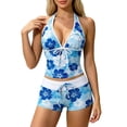 thumbnail image 7 of Leey-World 2 Piece Y2k Polka Dot Halter Bikini with Shorts 2000s Bathing Suit Set Summer Vacation Cute Beach Tankini Swimsuit(Blue,XL), 7 of 7