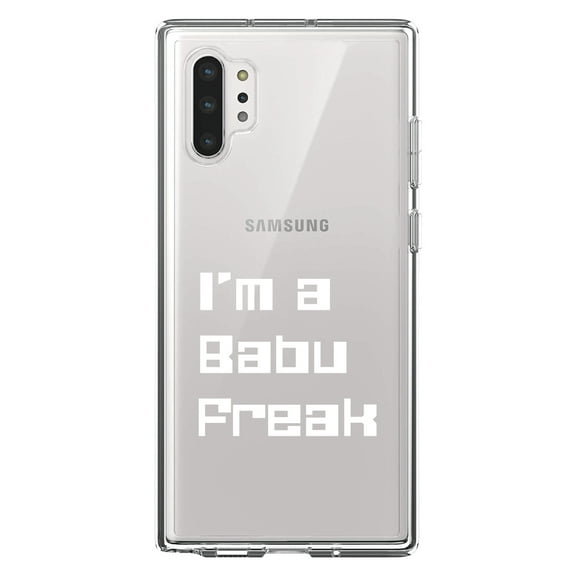 DistinctInk Clear Shockproof Hybrid Case for Galaxy Note 10 PLUS (6.8" Screen) - TPU Bumper Acrylic Back Tempered Glass Screen Protector - I'm a Babu Freak