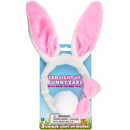 kangaroo light up toys- led plush easter bunny ears and tail, plus bowtie