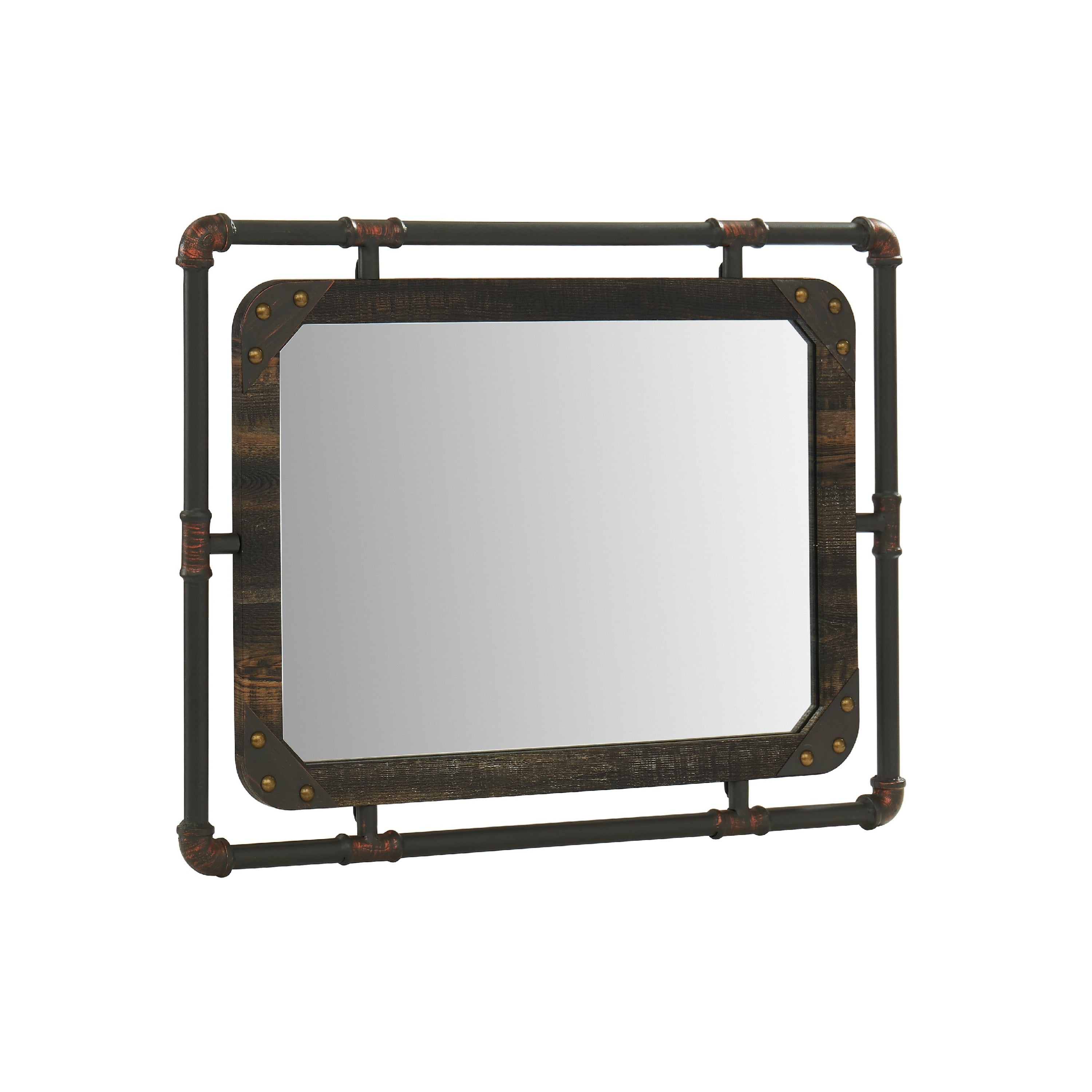 Furniture of America Revo Industrial 31inch Metal Wall Mirror Espresso