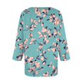 thumbnail image 4 of WTOBBY Women's Retro Botanical Print Top V-Neck 3/4 Sleeve Tunic Relaxed Fit Blouse with Lightweight Chiffon Fabric Comfort,Multicolor 2XL, 4 of 5