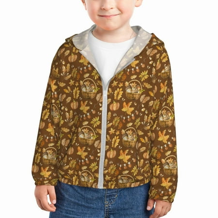 

Lukts Vintage fall harvest basket Print Children s Long-Sleeved Sun Protection Clothing Hooded Sweatshirts for Boys and Girls Outdoor Sports-4 Years