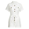 thumbnail image 4 of REALiKUN Women's Summer Short Sleeve Button Down Pockets Belted Jumpsuits Rompers, 4 of 8