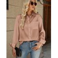 thumbnail image 6 of Zeagoo Womens Satin Blouse Long Sleeve V Neck Shirts Dressy Casual Button Down Business Shirts With Pockets, 6 of 6