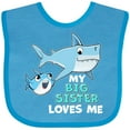thumbnail image 3 of Inktastic My Big Sister Loves Me with Cute Sharks Boys or Girls Baby Bib, 3 of 4