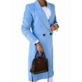 thumbnail image 3 of Women Long Wool Coats for Fall Winter Trench Coat Peacoat Double Breasted Blazer Jackets Overcoat Light Blue L, 3 of 8