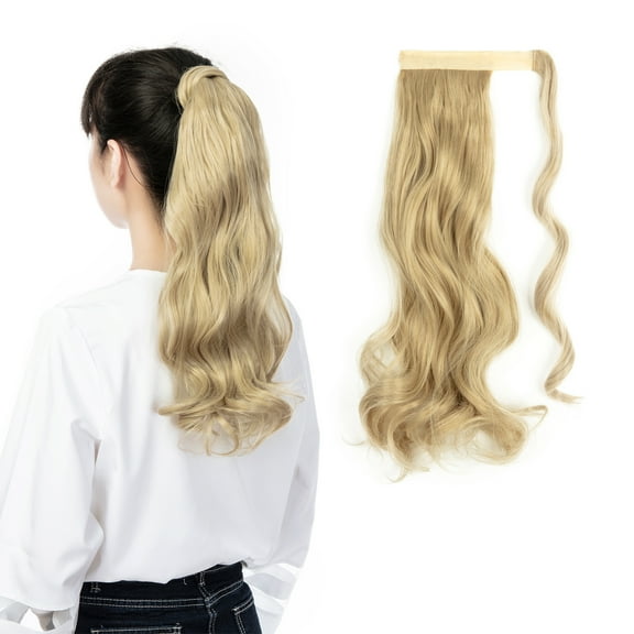 SHCKE Clip in Ponytail Extension for Women 18" / 24" Wrap Around Ponytail Extension Straight Ponytail Extension Wavy Curly Ponytail Hairpieces Synthetic Hairpieces