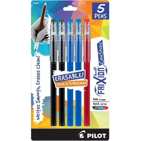 Pilot FriXion ColorSticks Erasable Gel Ink Pens, Fine Point (0.7 mm), Assorted Ink, 5 Count 55586480