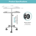 thumbnail image 7 of Konmee Mayo Stand Salon Tray Medical Tray Premium Extra Large  with Brake Wheels, Stainless Steel Tray, 7 of 7