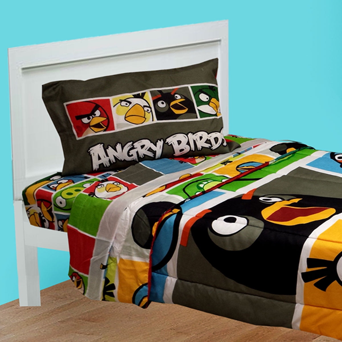 *NEW* ANGRY BIRDS 4PC TWIN/SINGLE BEDDING SET DUVET COVER,2 SHEETS,PILLOW,COTTON 