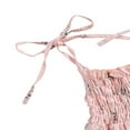 thumbnail image 3 of 2Pcs Baby Summer Outfits Floral Printed Spaghetti Strap Romper Bowknot Headband, 3 of 6