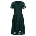 thumbnail image 3 of LOVZFMLL Mode Femme Été Manches Courtes Aguichant Décontractée Uni Dentelle Robe à Col en V Vert m, 3 of 7