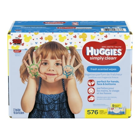 Huggies Simply Clean Baby Wipes, Fresh Scent, 9 packs of 64 (576 count)