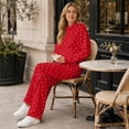 thumbnail image 6 of Polka Dot Set Women Oversized Hoodie and Wide Leg Sweatpants Comfy and Cozy Fleece Sweatsuits Large Kangaroo Pocket 2 Piece Sweat Set For Streetwear Airport Daily Home Wear, 6 of 7
