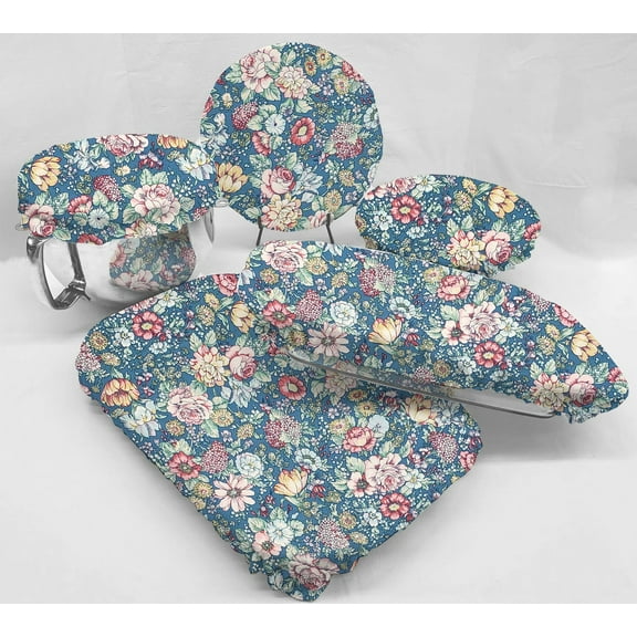 Rose Garden Reusable Fabric Bowl and Casserole Pan Covers by Penny's Needful Things (5 Cover Set) (Blue)