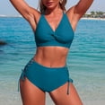 thumbnail image 7 of YueHuiYing Women's Color Block V Neck Crisscross Back Tie Two Piece Bikini Swimsuit Set With Padded Cups No Underwire For Beach Pool, 7 of 7