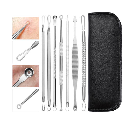 Stainless Steel Acne Tool Double Headed Acne Removing Needle Blackhead Remover Acne Needle 7-Piece Set