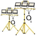 thumbnail image 3 of 2Pcs 21000Lumen LED Work Light with Stand, 3 Head Portable Work Light with Telescoping Tripod, IP66 Waterproof Construction Light for Outdoor Indoor Job Site Workshop (100Wx3)-US Plug,Yellow, 3 of 14