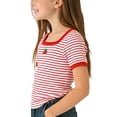 thumbnail image 4 of NAISIBABY Kids Girls T-Shirt Size 7, Short Sleeve Cute Striped Square Neck Kids Summer Casual Tee Red, 4 of 5