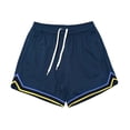 thumbnail image 5 of Men's Athletic Shorts Solid 2 in 1 Layered Elastic Waist Drawstring Inner Brief Breathable Quick Dry 5 Inch Gym Running Workout Shorts Navy L, 5 of 6