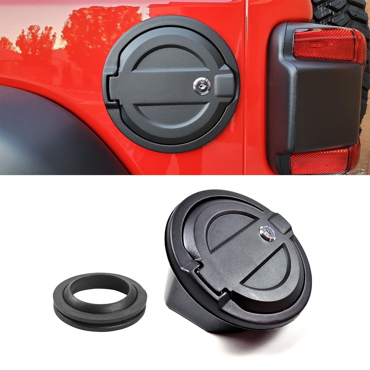 XBEEK Gas Cap Cover with Lock Locking Fuel Tank Cap Door for 2018-2021 Jeep  Wrangler JL JLU (Rubber Ring Included) (JL Fuel Door with Lock) -  